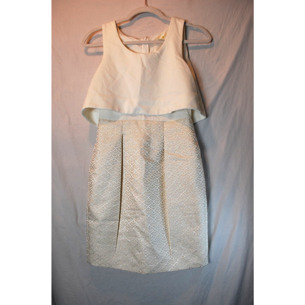 Anthropologie Women's Chanterie Ponte Sheath Dress by Maeve Metallic Classic 0P - Picture 2 of 7